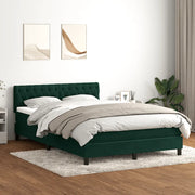 vidaXL Giroletto a Molle con Materasso Verde Scuro 160x220 cm Velluto