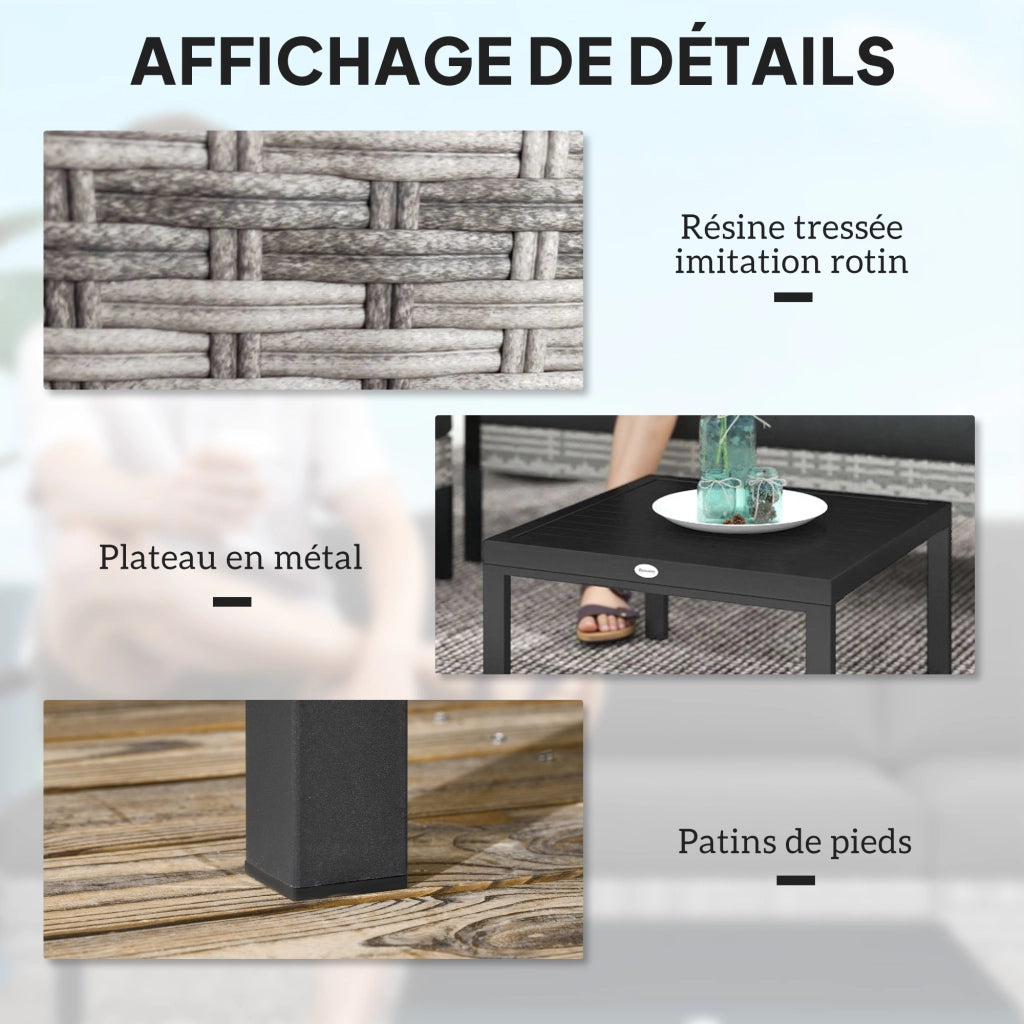 Set da giardino esterno 5 posti ¨C zephmum ¨C polyrattan grigio chiaro