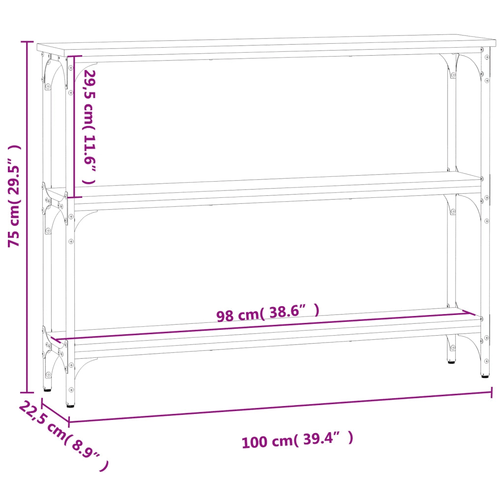 Tavolino Consolle Nero 100x22,5x75 cm in Legno Multistrato 834025