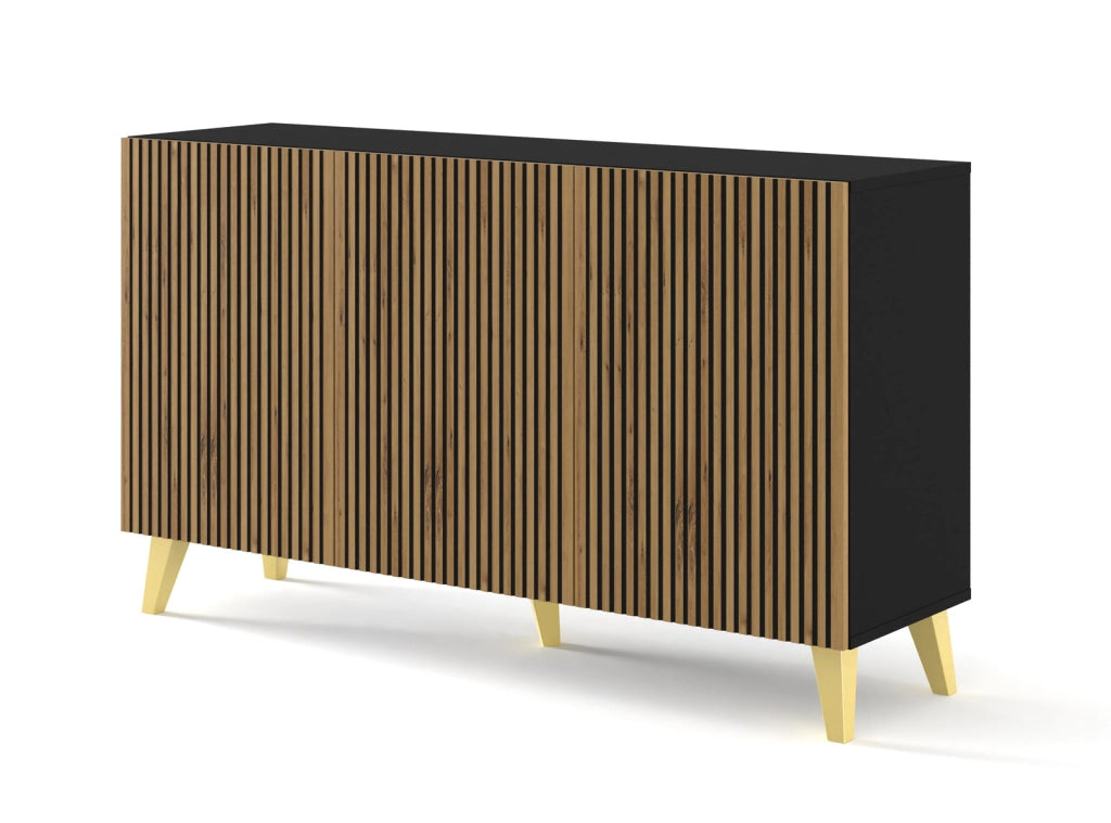MOBILE RAVENNA P MOBILE IN MDF VERNICIATO 150 3D NERO ROVERE ARTIGIANALE GAMBE ORO