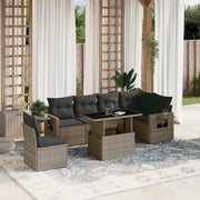 Set Divani da Giardino 7 pz con Cuscini Grigio in Polyrattan 3267940