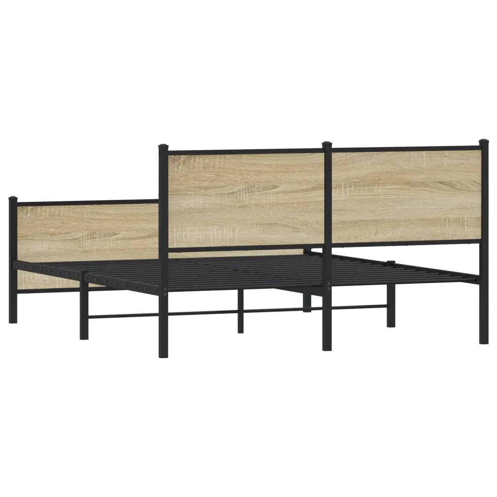 Giroletto senza Materasso in Metallo-Struttura Letto Rovere Sonoma 140x200 cm 546703