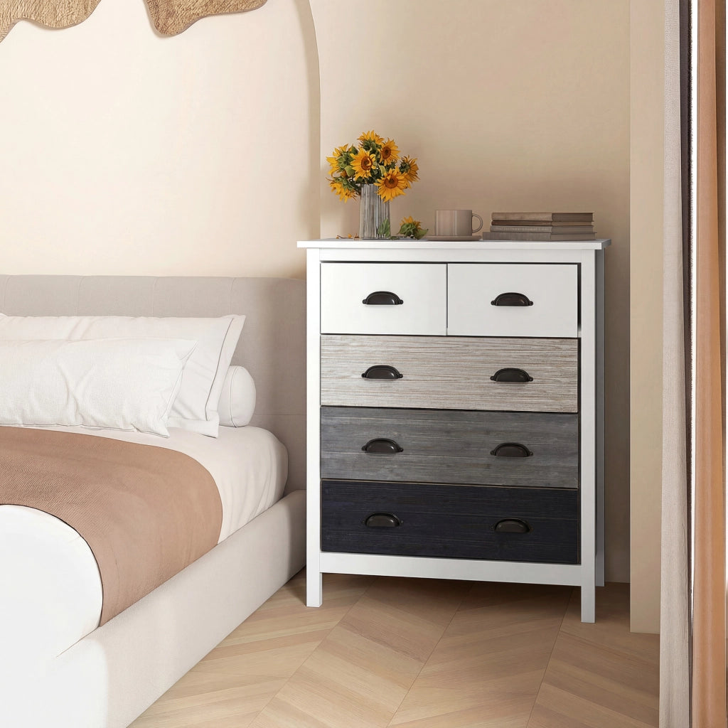 Cassettiera 5 Cassetti ¨C Zephmum ¨C Bianco MDF Pino 70x38x85