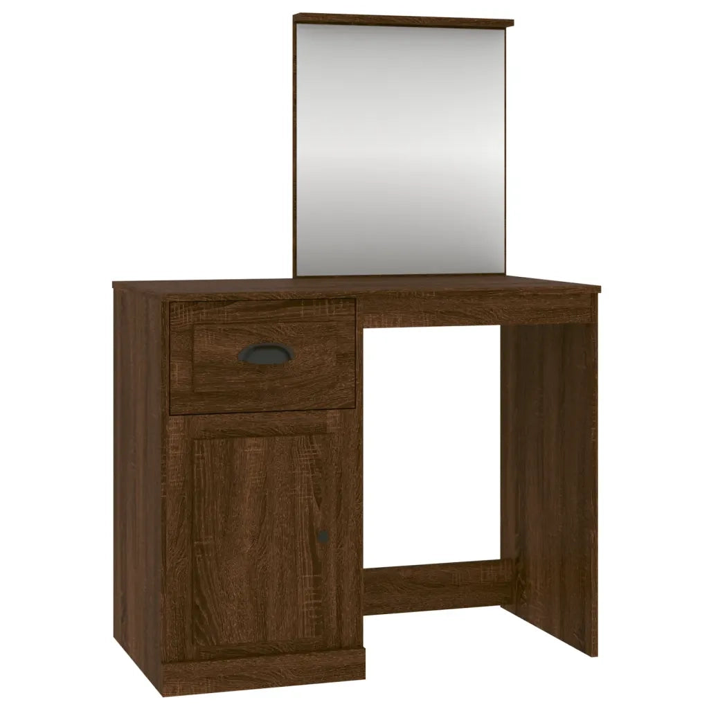 Toeletta Specchio-Tavolo da Vanit¨¤ Rovere Marrone 90x50x132,5 Legno Multistrato