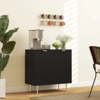 Credenza da cucina con 2 ante, ripiano regolabile e piedi metallici rialzati 80 x 40 x 80 cm Nero