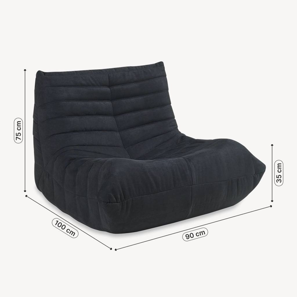 Poltrona Bassa Imbottita Kodsø con Rivestimento in Microfibra 75x90x100 cm - Nero [en.casa]