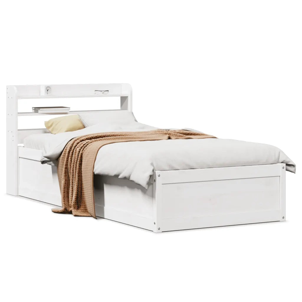 vidaXL Giroletto con Testiera Bianco 90x190 cm Legno Massello di Pino