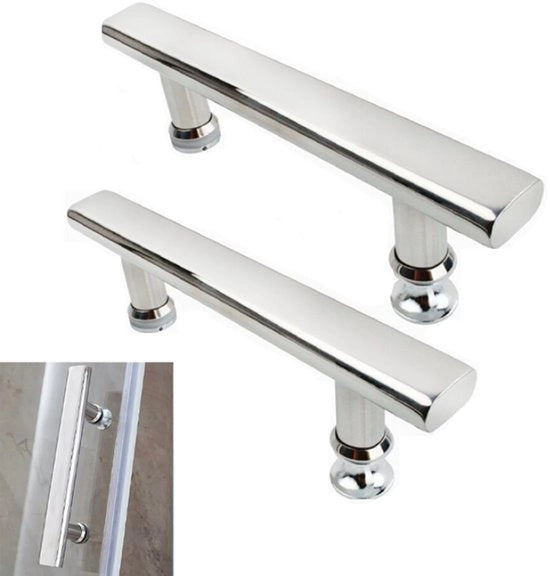 2 pezzi - Maniglione per doccia - Maniglioni per porta doccia - maniglioni per porta bagno - Forma piatta - 145 mm buco a buco - per porta doccia in vetro - Maniglione in acciaio inossidabile per porta doccia in vetro