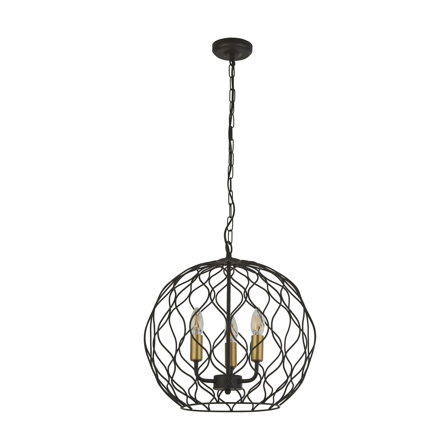 Lampadario Industrial-Nordico Finezza Acciaio Nero Oro 3 Luci E14