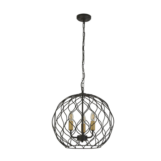 Lampadario Industrial-Nordico Finezza Acciaio Nero Oro 3 Luci E14