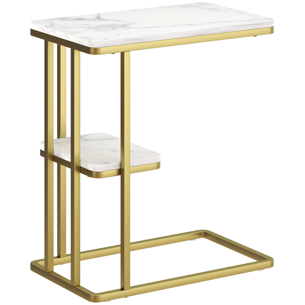 Tavolino da caff¨¨ ¨C zephmum ¨C 50x30x57.5 cm bianco effetto marmo