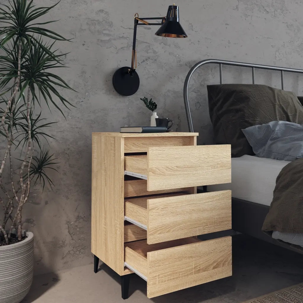 Comodino con Gambe in Metallo Rovere Sonoma 40x35x69 cm 805911