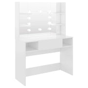 Tavolo da trucco con illuminazione a LED 100 x 40 x 135 cm MDF bianco lucido 02_0006277