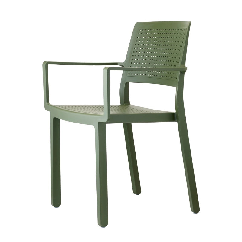 SET 4 PEZZI SEDIA EMI CON BRACCIOLI TECNOPOLIMERO MADE IN ITALY SCAB DESIGN - Verde oliva 56