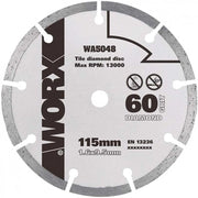 Lama circolare diamantata WA5048 120 mm per sega Worxsaw taglio piastrelle ceramica e muratura per WX423 WX424 WX425 - Worx