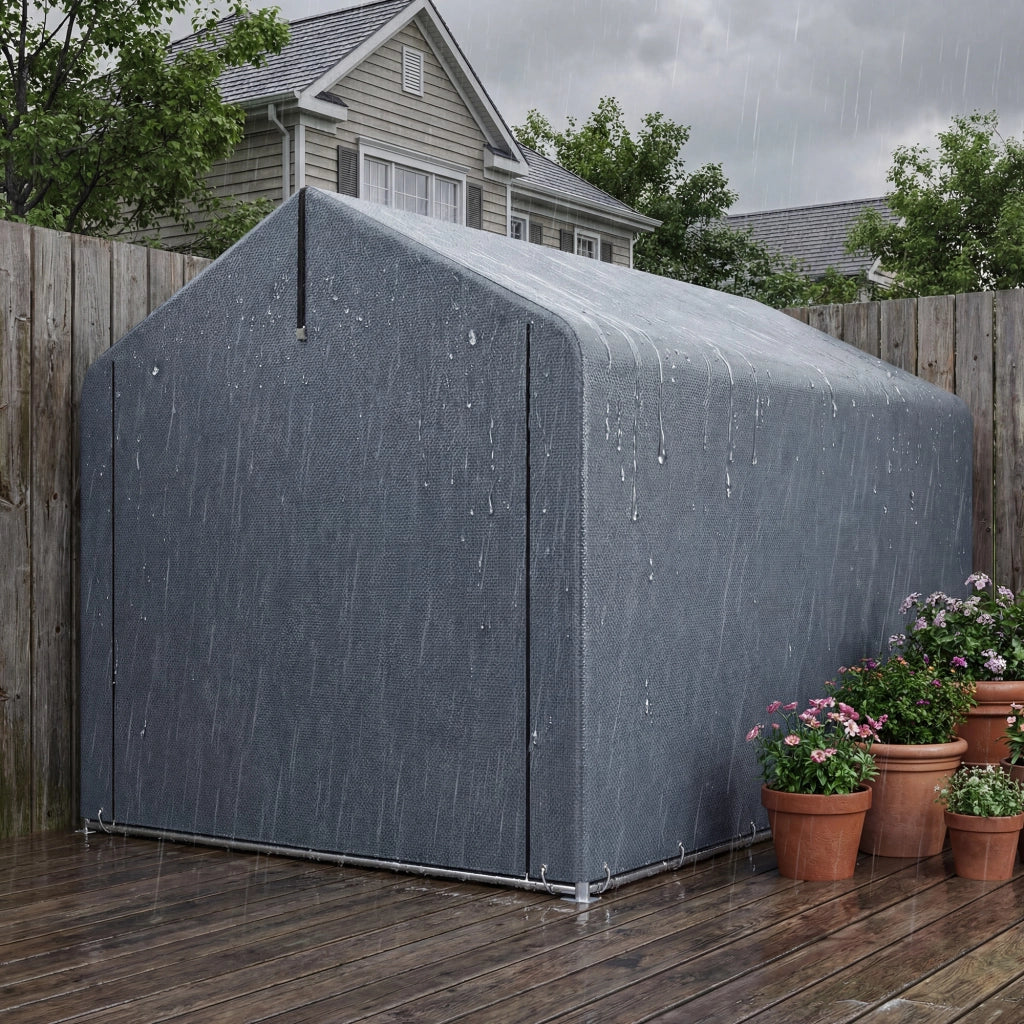 Tenda Garage 162x221,5x163 cm con Copertura Rinforzata Impermeabile e Ingresso Zip in Acciaio Zincato Grigio