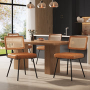 Sedia da pranzo 61x46x79 cm ergonomica in PU; metallo e rattan PE marrone