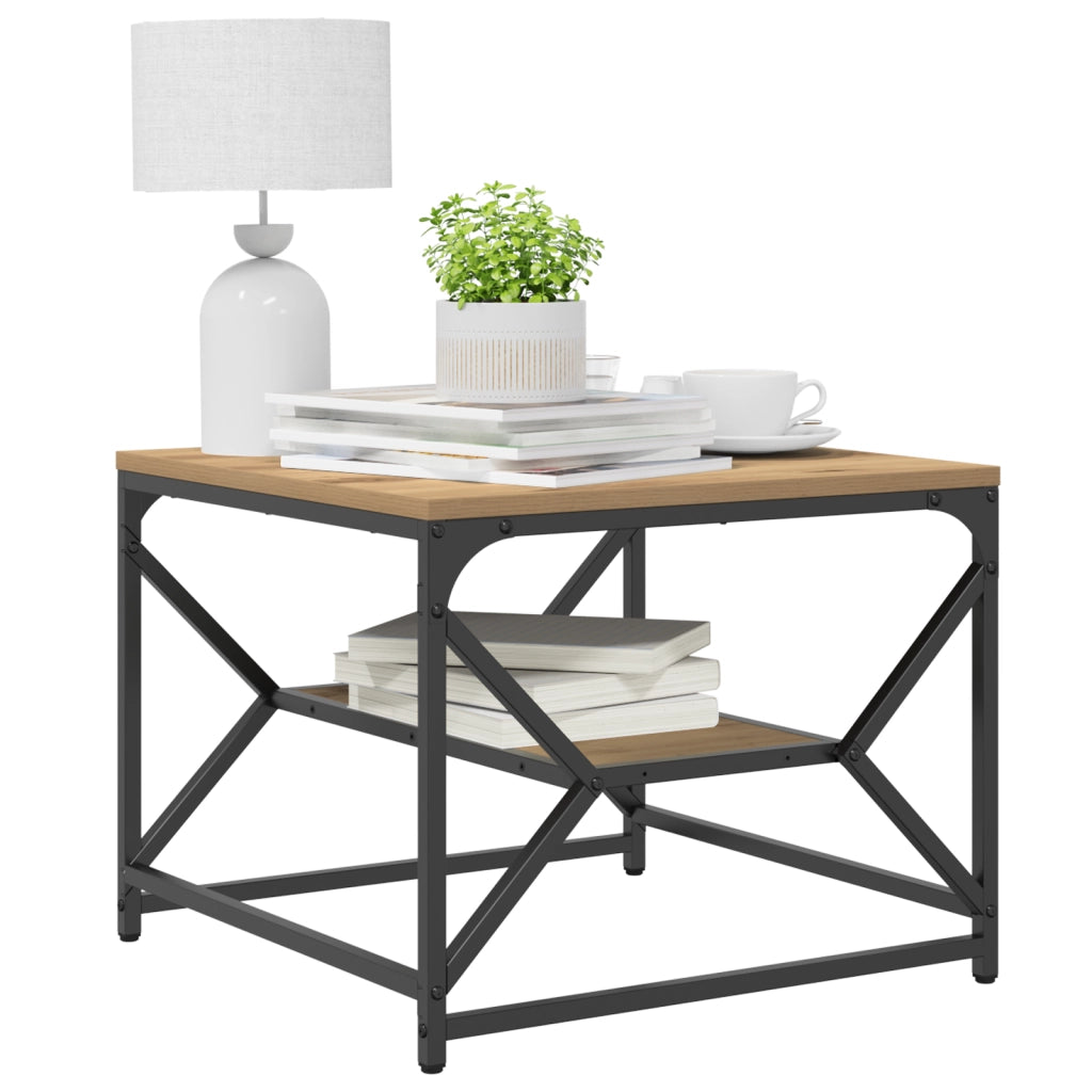 Tavolino da caffÃ¨  con piano in rovere artigianale 51x50x40 cm in legno ingegnerizzato