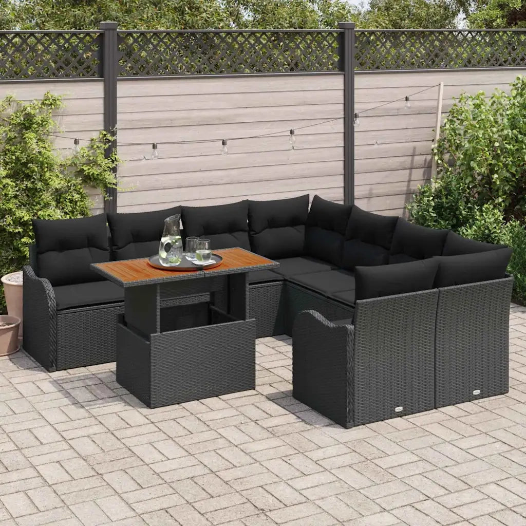 Set Divano da Giardino con cuscino 7 pcs Nero 3349442