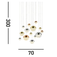 Lampadario Contemp Pianeti Acciaio Cromo Policarbonato Ottone Led 109W 4000K