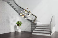 Lampadario Contemp Pianeti Acciaio Cromo Policarbonato Ottone Led 109W 4000K