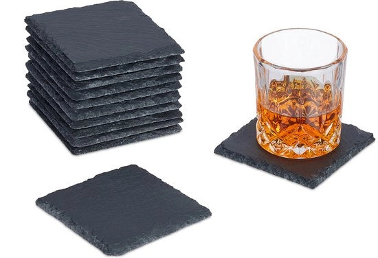 Sostegni per lastre di vetro - set da 12 - quadrati - 10 x 10 cm - per vetro antracite