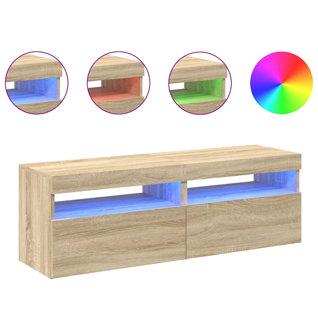 Mobili Porta TV con LED 2 pz | Armadietto TV | Mobile Porta TV Rovere Sonoma 60x35x40 cm