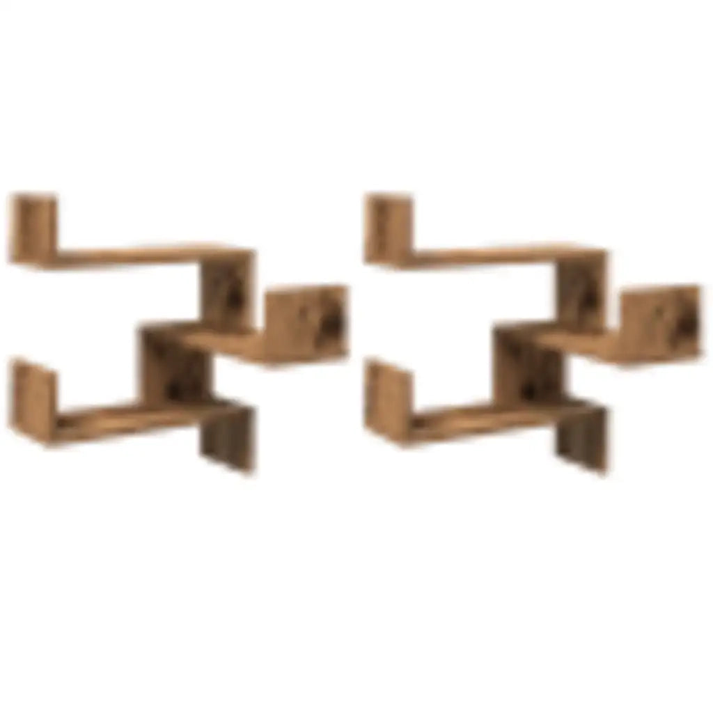 Mensole Angolari 2pz Legno Antico 40x40x49,5 cm in Truciolato