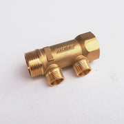Collettore lineare da 3/4 - 16mm a 2 vie da 1/2 mf di ottone