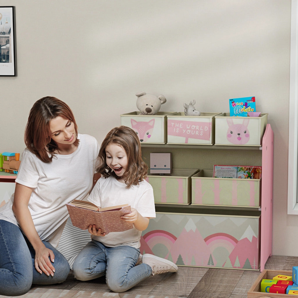Libreria Bambini con Contenitori ¨C Zephmum ¨C 63x30x66cm Rosa