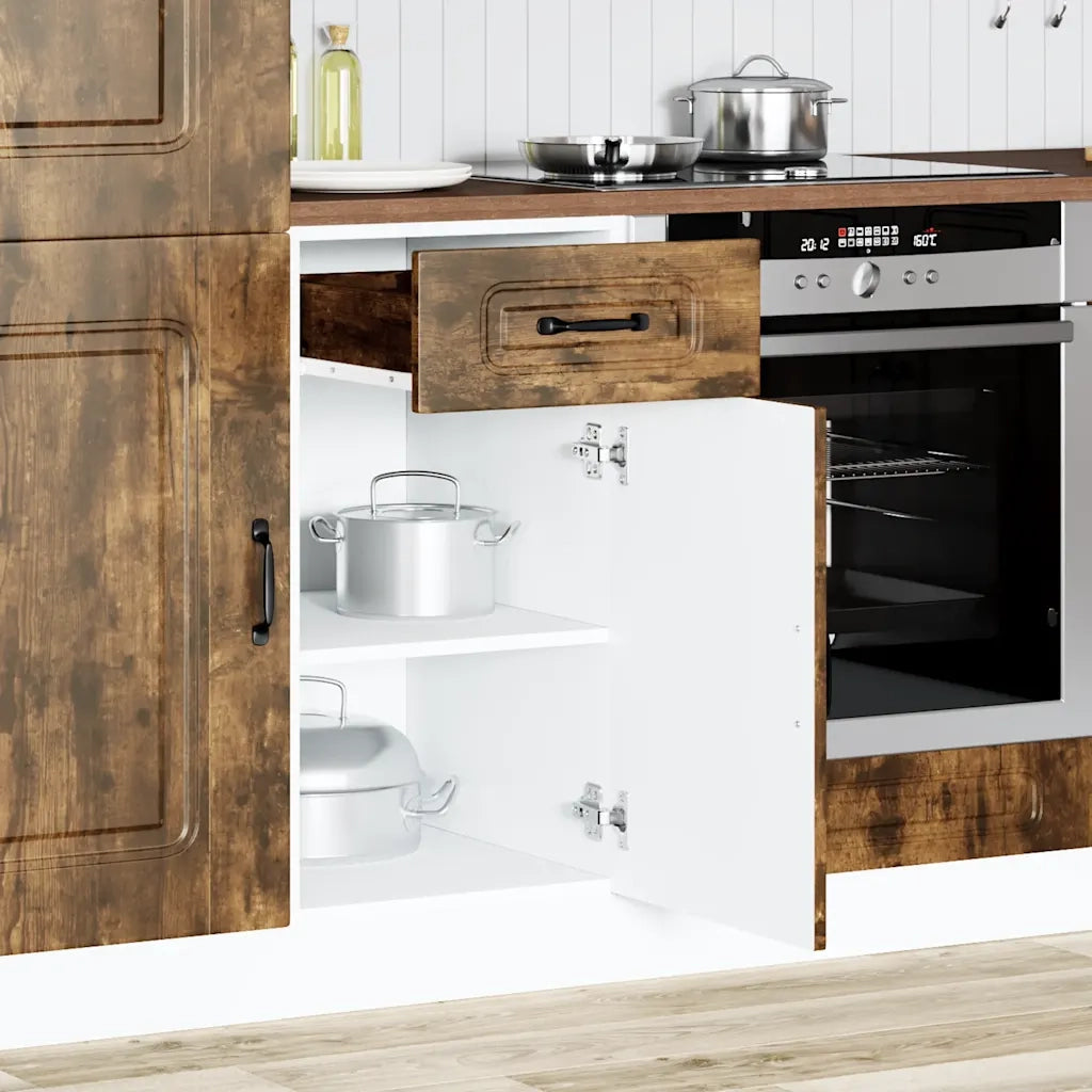 Base da Cucina-Mobile Base da Cucina Kalmar Rovere Fumo in Legno Multistrato 109690