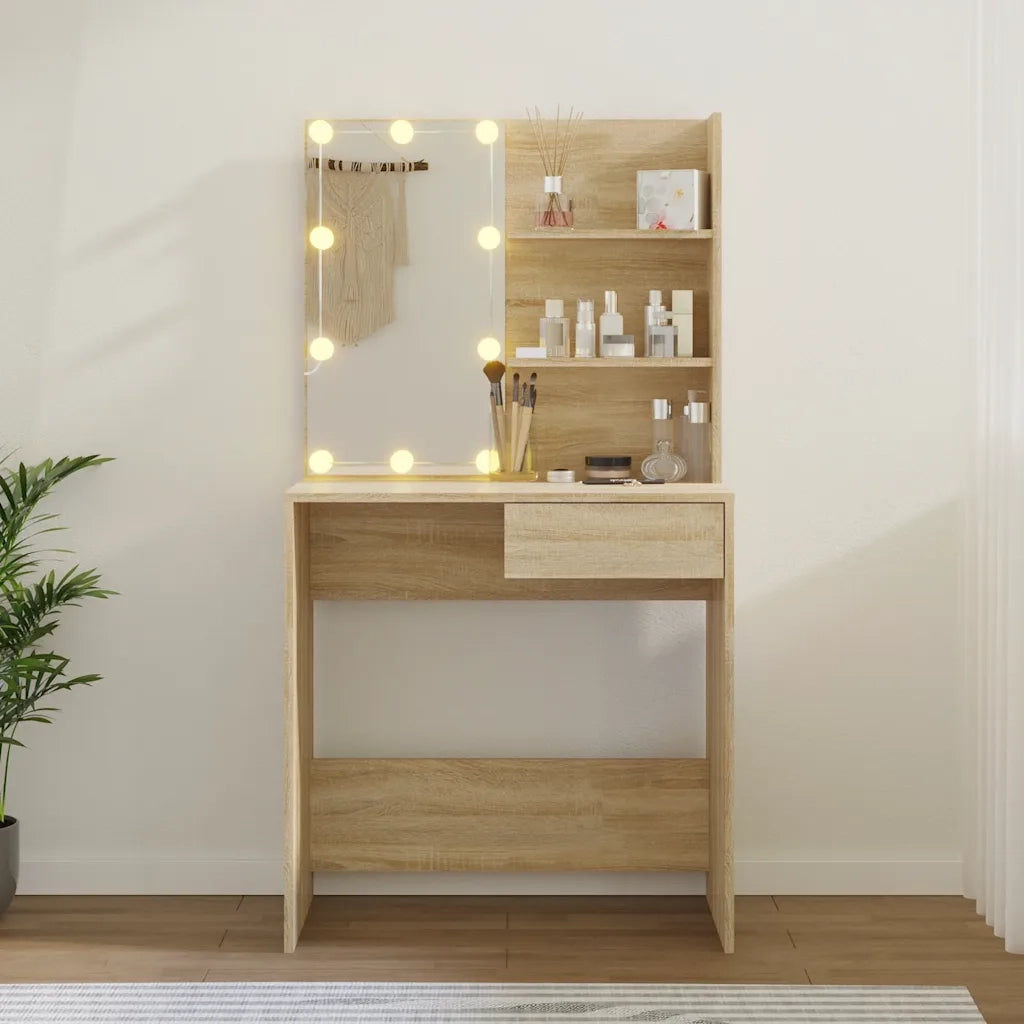 Toeletta con LED Rovere Sonoma 74,5x40x141 cm 808804