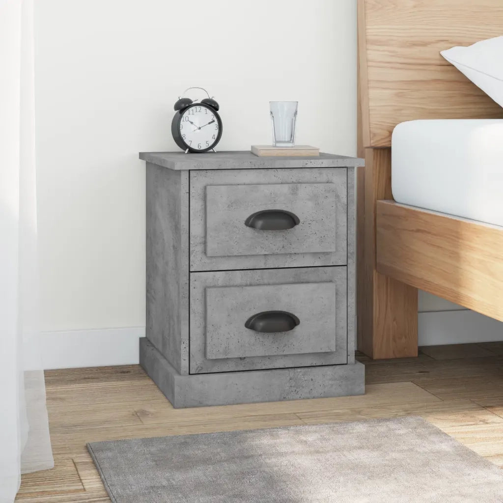 Comodini 2 pz-Set di 2 Tavolino da notte Grigio Cemento 39x39x47,5 cm in Legno Multistrato 621571