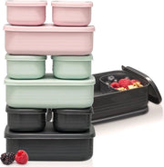 Set di contenitori per pane, lchboxset, 1 x 900 ml + 2 x 280 ml, contenitore per pane con cassetti per bambini e adulti, da utilizzare come contenitore per panini, contenitore per pane, verde menta, nero spaziale, rosa, 3 x 900
