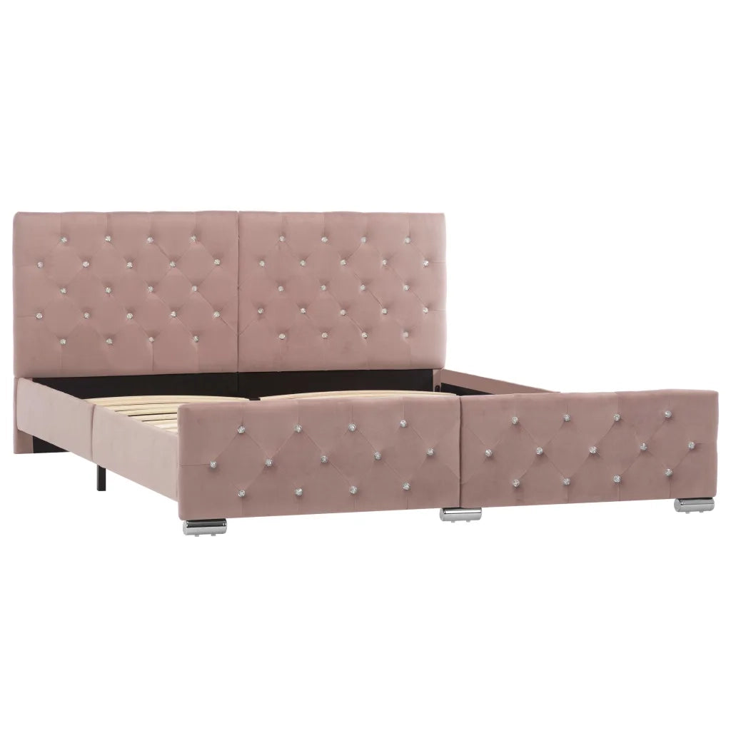 Letto matrimoniale | Letto per adulti | Giroletto Rosa in Velluto 160x200 cm