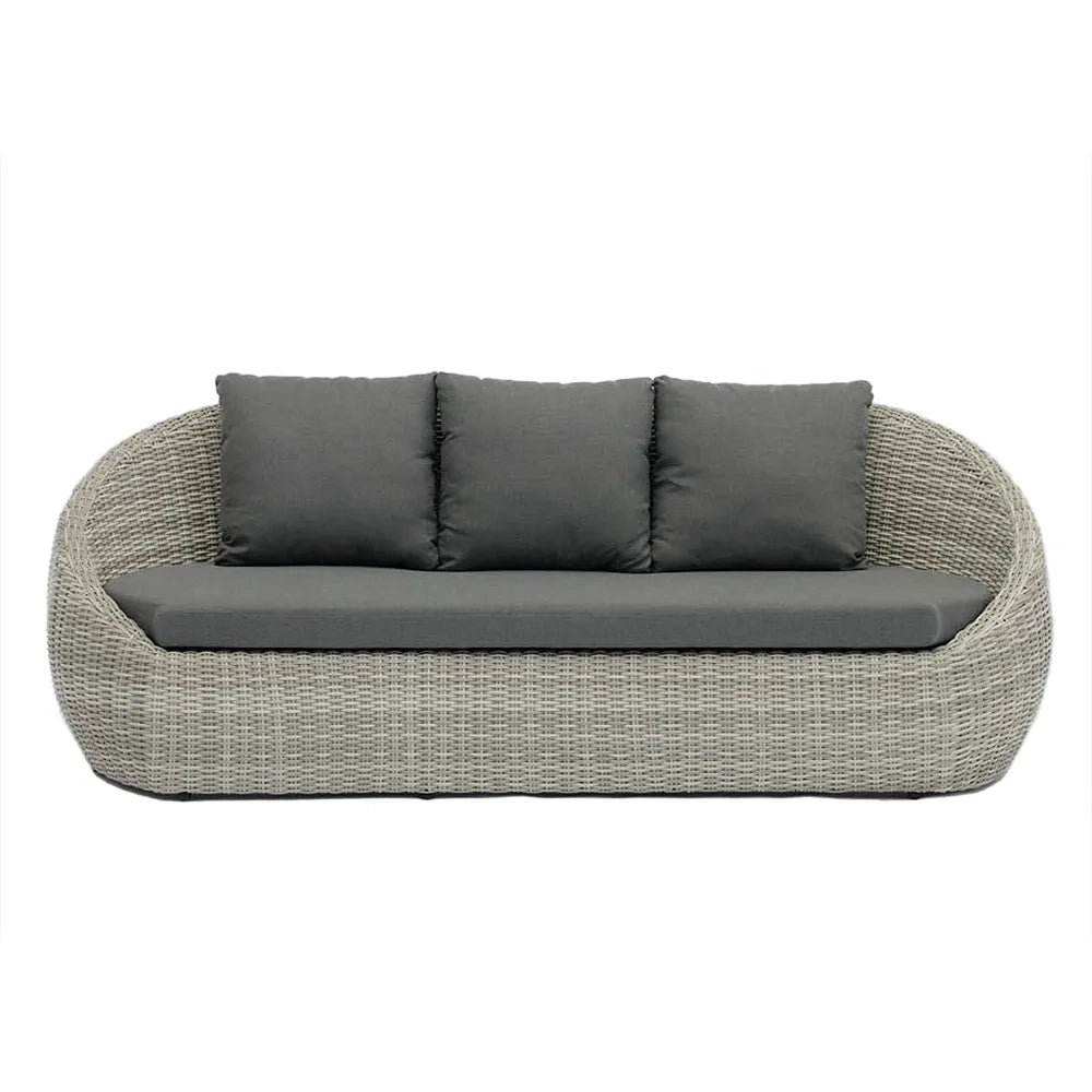 Tempo Style - Salottino Lounge in polyrattan SANTORINI PLUS grigio-mélange | Lounge da giardino con divano, tavolo, 2 poltrone e cuscini | Set di mobili da giardino da 5 persone