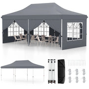 Tenda a scomparsa 3x6m con 6 pareti laterali rimovibili borsa da trasporto, Tenda gazebo pieghevole per feste Grigio-Gazebo