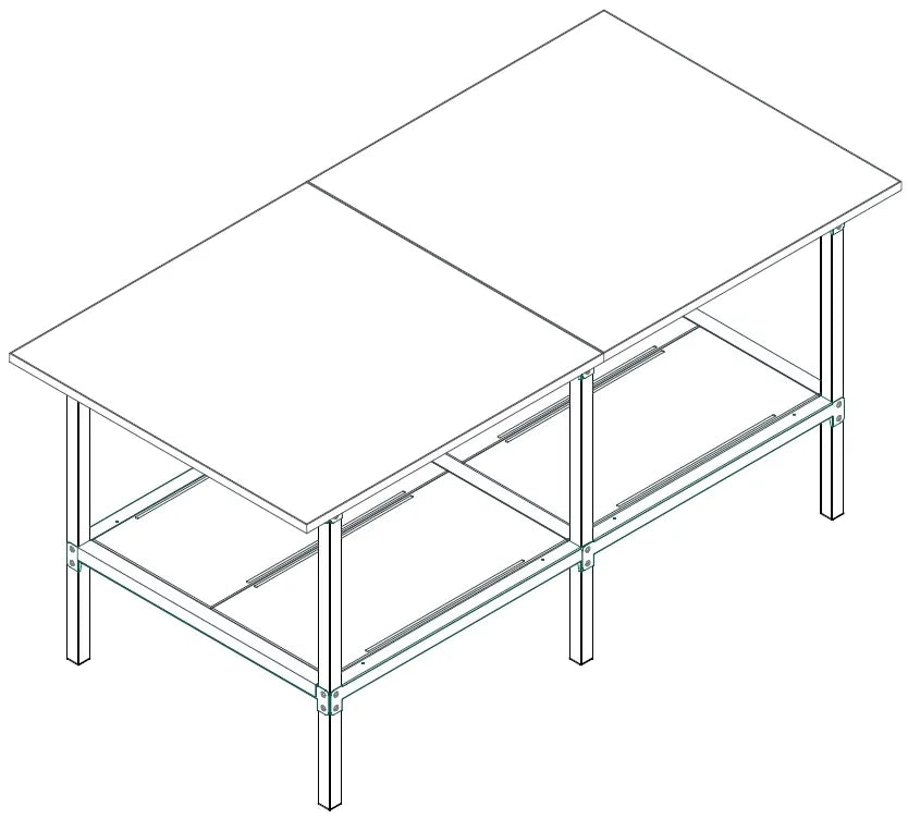 Banco lavoro con piano inferiore metallico e struttura di metallo zincato cm. 200x100x93h