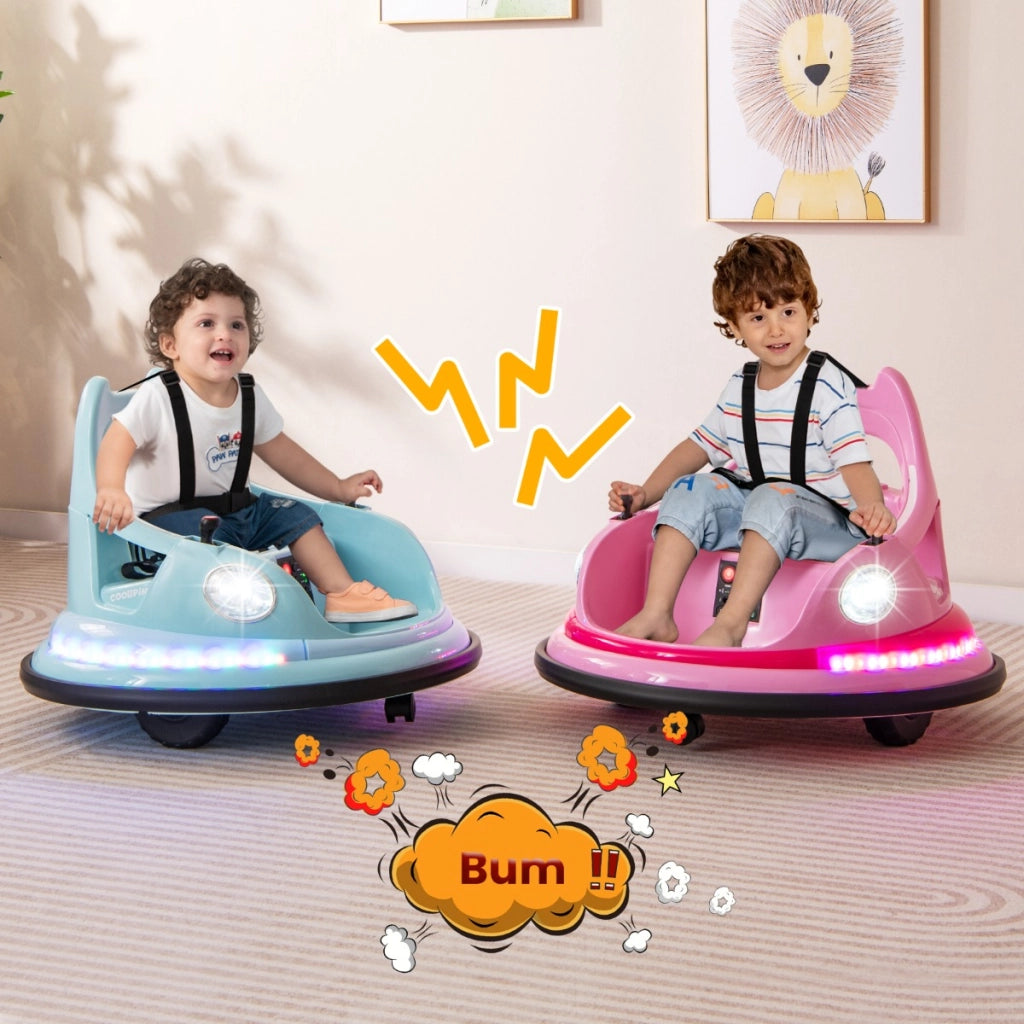 Autoscontro cavalcabile per bambini 12v con telecomando e joystick, Autoscontro cavalcabile 360¡ã connessione wireless Blu