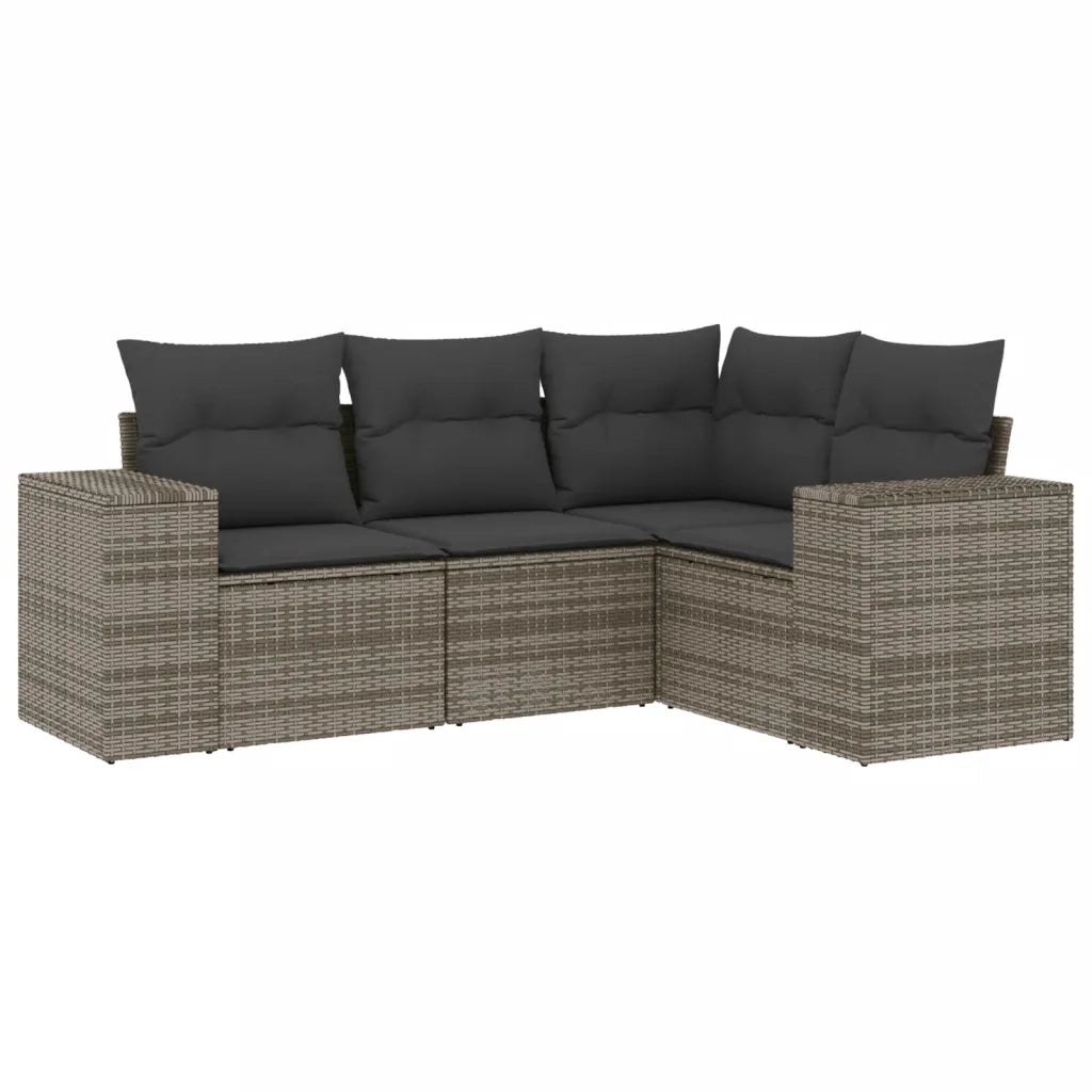 Set Divani da Giardino 4 pz con Cuscini in Polyrattan Grigio 3222509