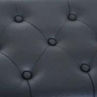 Sgabello per Pianoforte Trapuntato con Vano Contenitore, in Legno e Pelle PU, 54.5x33x48-58 cm, Nero
