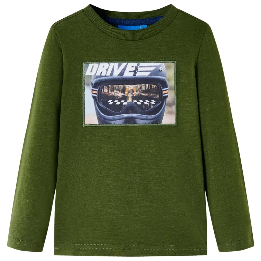 Maglietta per Bambini Maniche Lunghe Cachi Scuro 128cod mxl 85238
