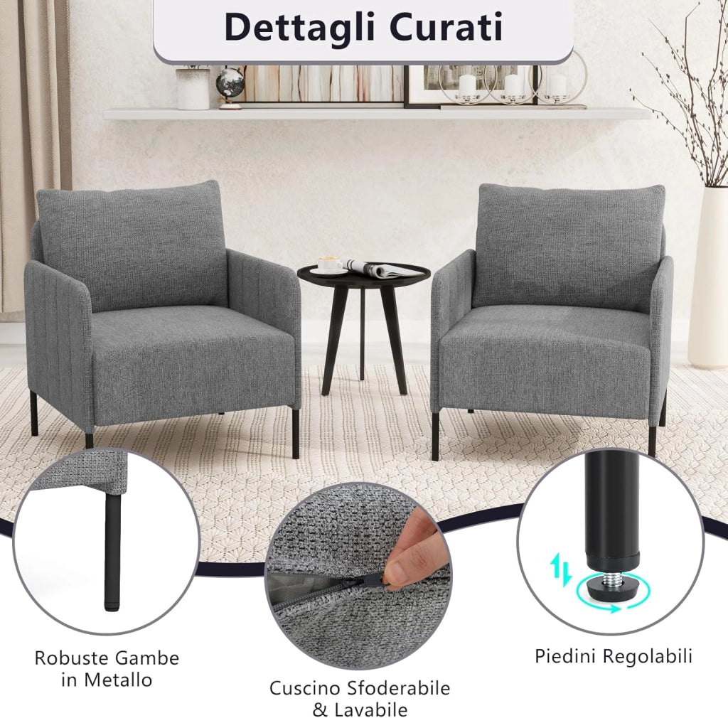 Poltrona Relax, Poltrona Singola in Chenille con Cuscino, Sedia da Soggiorno con Piedini Regolabili, Sedia Moderna per Camera da Letto, Studio, Portata 150 kg
