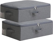 Set di 2, 52 x 36 x 16 cm, Scatole di Archiviazione Opache e Pieghevoli con Cerniera Soft, Stoffa Impermeabile e Lavabile, Ideale per Armadi, Scaffali e Organizzazione in Casa, Nero/Grigio
