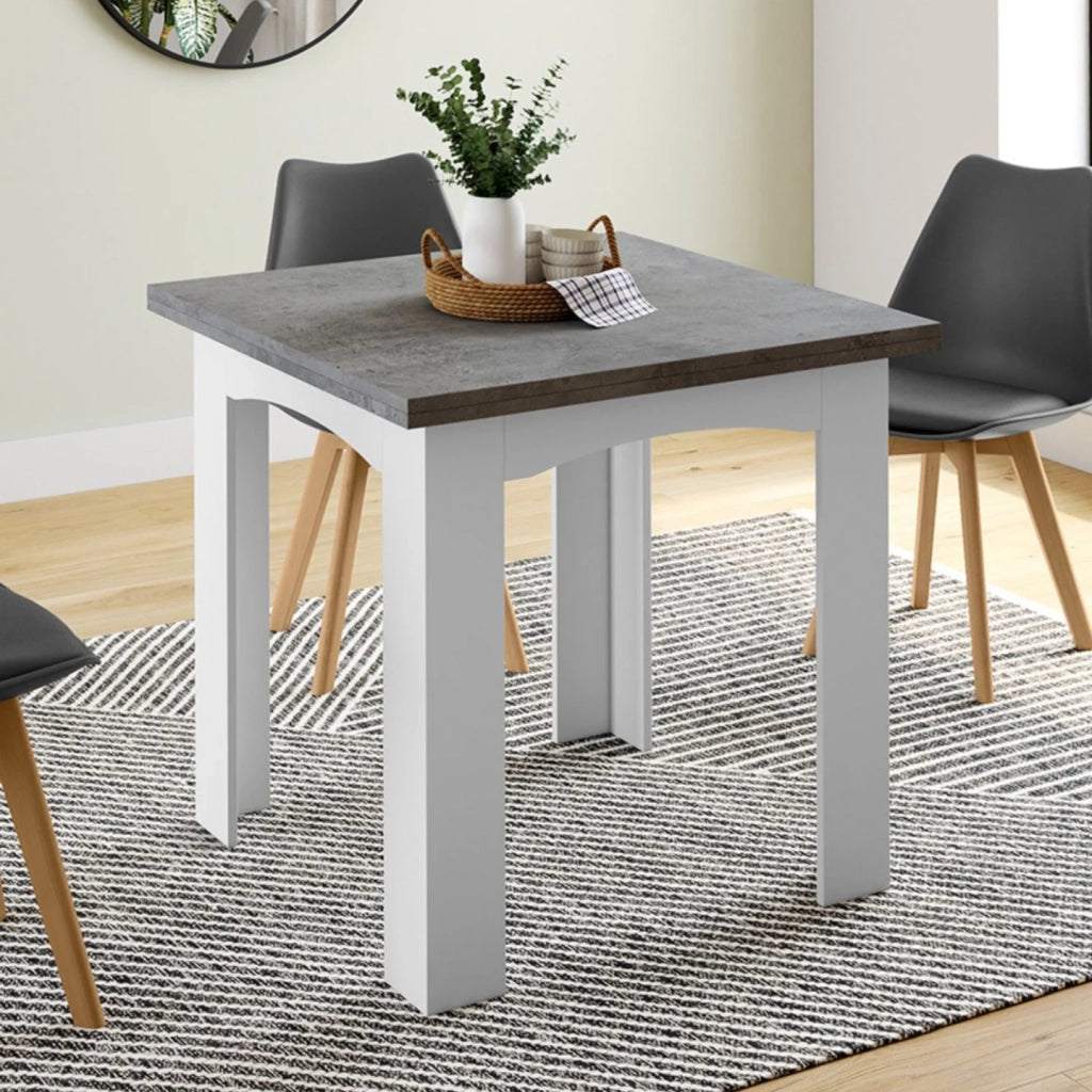 IDMarket - Tavolo da pranzo allungabile DONA per 4-8 persone con piano effetto cemento cerato 80-160cm