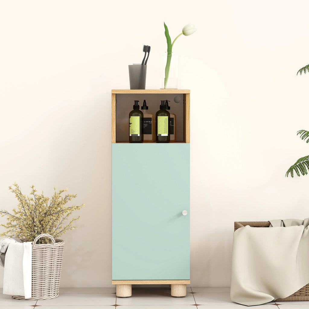 Mobile Bagno Stretto con Anta e Ripiano Aperto ¨C zephmum ¨C Verde 30x30x80