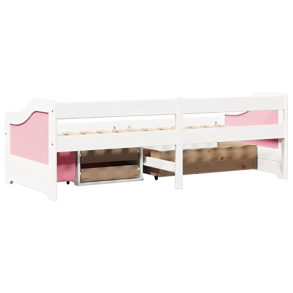 Letto singolo | Letto per adulti | Dormeuse 3 Cassetti senza Materasso Bianco&Rosa 90x200 cm IRUN