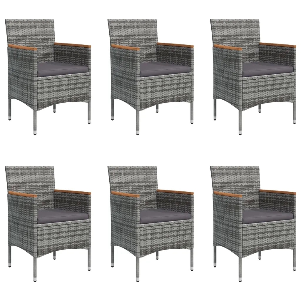 Set da Pranzo da Giardino 7 pz con Cuscini Grigio e Nero cod mxl 35866