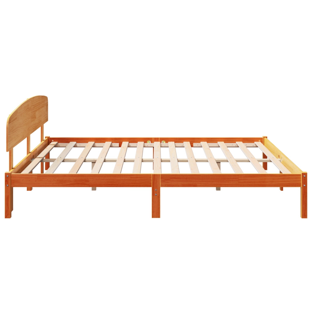 Telaio Letto con Testiera Marrone Cerato 180x200 cm Legno Massello di Pino