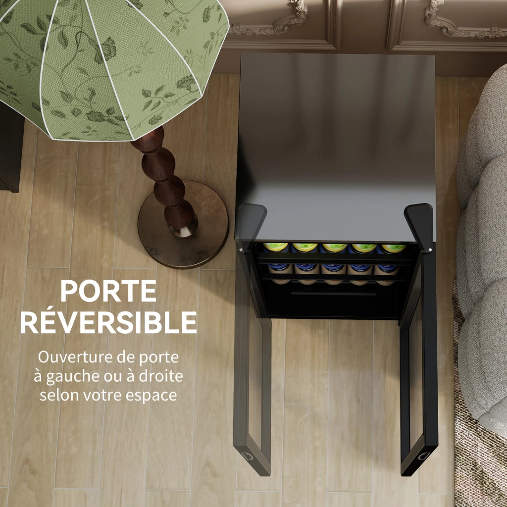Frigo Bevande 93 Litri ¨C Zephmum ¨C 115 Lattine, Porta in Vetro, Scaffali Regolabili, LED, Nero